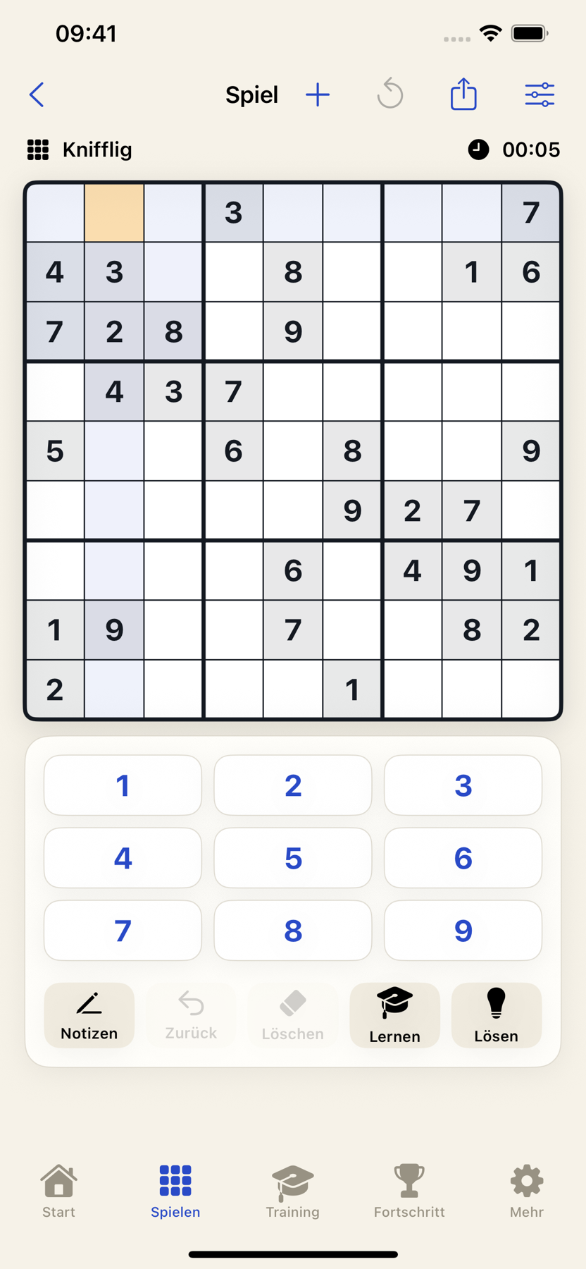 ASudoku mit einem klassischen Sudoku und logischen Spielhilfen